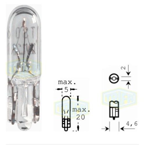 Лампа автомобільна  з клиновидним цоколем Trifa 24-30V 1W W 2x4,6d (01701)