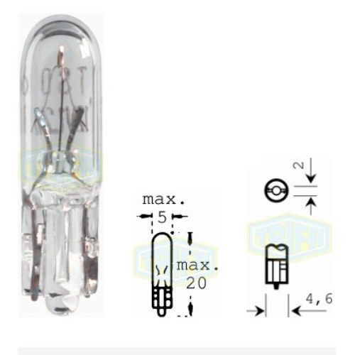 Лампа автомобільна  з клиновидним цоколем Trifa 24V 2W W 2x4,6d (01705)