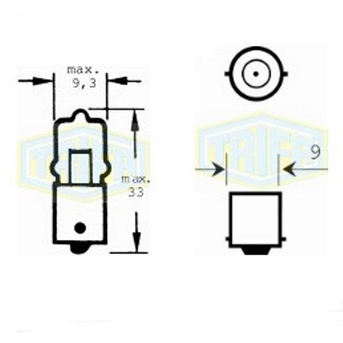 Лампа автомобільна  Міні-ваттна галогенна лампа Trifa 12V 10W BA 9s (01640)