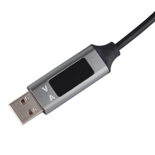 Кабель VOIN CC-3201C GY, USB-Type C 3А, 1m, grey з дисплеєм (CC-3201C GY)