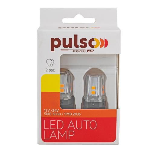 Лампа PULSO/габаритні/LED 3156/W2.5x16q/12SMD-2835/1контакт/9-36v/400lm/AMBER (LP-64156A)