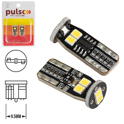 Лампа PULSO/габаритна/LED T10/CANBUS/6SMD-2835/12v/2.7W/290lm White (LP-10290)
