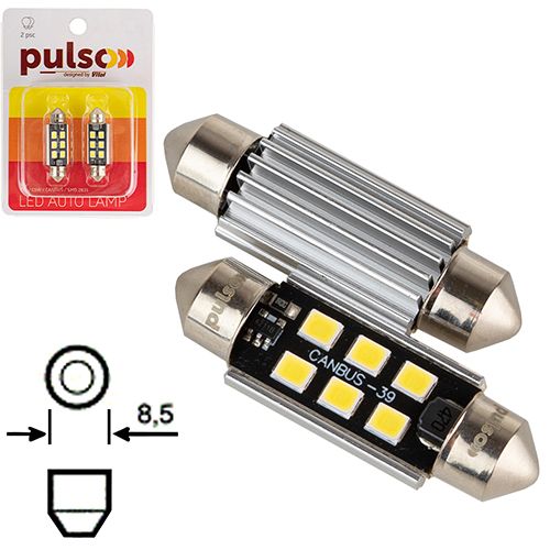 Лампа PULSO/софітні/LED C5W/39мм/CANBUS/9SMD-2835/12v/2,9W/315lm White (LP-39C5W)
