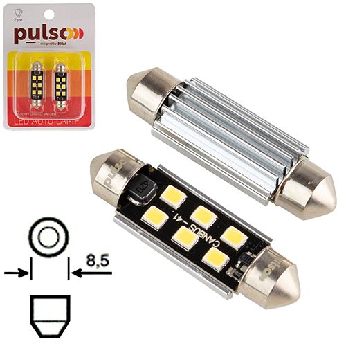 Лампа PULSO/софітні/LED C5W/41мм/CANBUS/9SMD-2835/12v/2,9W/315lm White (LP-41C5W)
