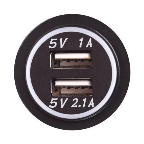 Автомобільний зарядний пристрій 2 USB 12-24V урізне в планку NEW (10252 USB-12-24V 3,1A WHI)