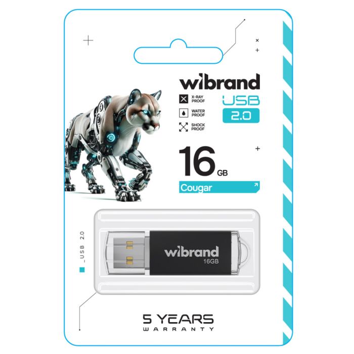 Флеш накопичувач WIBRAND USB 2.0 COUGAR 16GB BLACK