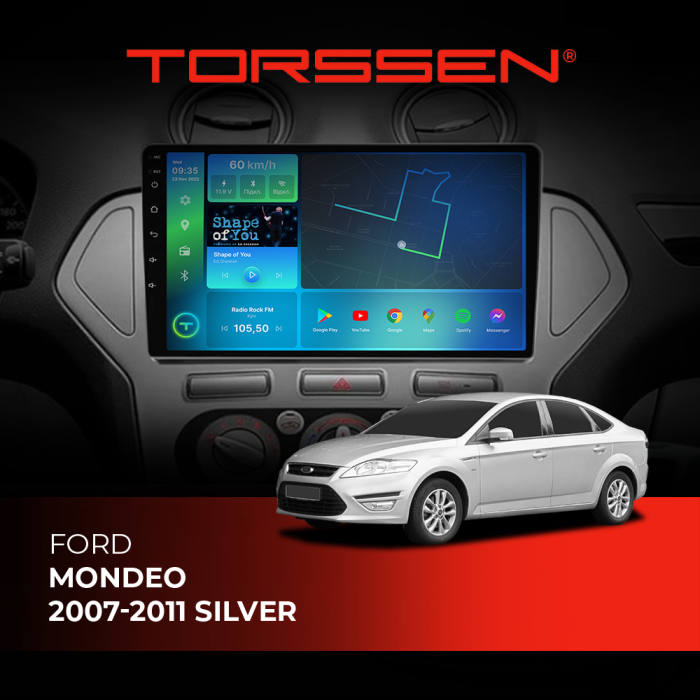 Штатная магнитола Torssen Ford Mondeo 07-11 silver F9116