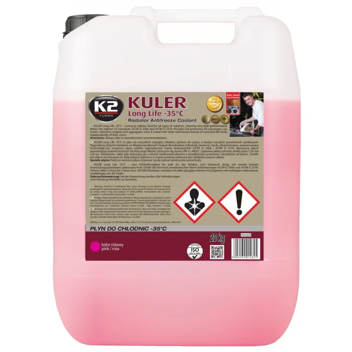 Рідина охолоджуюча K2 Kuler Long Life -35 °C G13 рожева 20 кг (W406R)