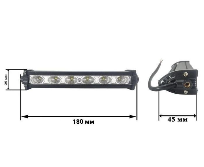 Світлодіодна фара AllLight E-18W однорядна 6chip OSRAM 3535 Flood 9-30V