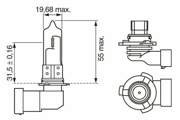 Галогенова лампа BOSCH ECO HIR2 (9012) 55W 12V Standart (1987302828)