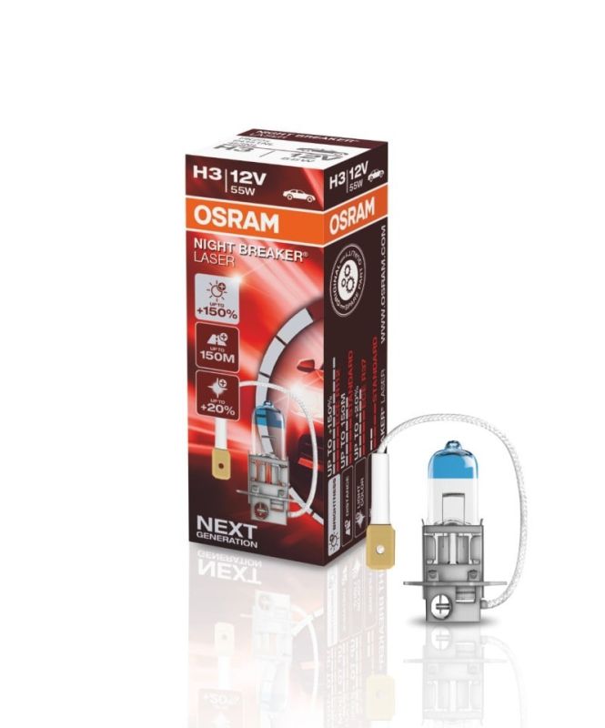 Галогенова лампа Osram H3 64151NL Night Breaker LASER Next Gen +150% 55W 12V Pk22s (1 шт)