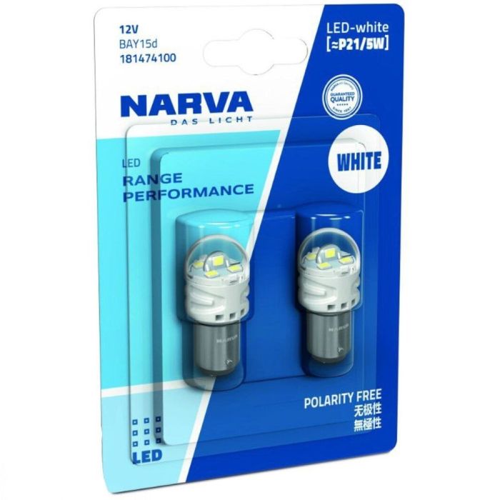 Комплект світлодіодних ламп Narva 18147B2 P21/5W LED Range Performance 12V BAY15d WHITE 6000K (2 шт)