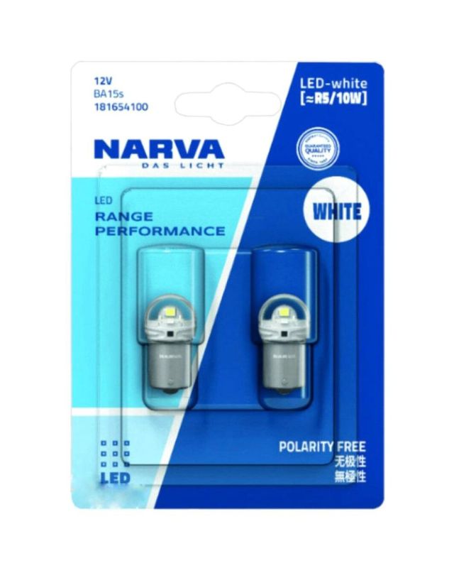 Комплект світлодіодних ламп Narva 18165B2 R5W/R10W LED Range Performance 12V BA15s WHITE 6000K (2 шт)