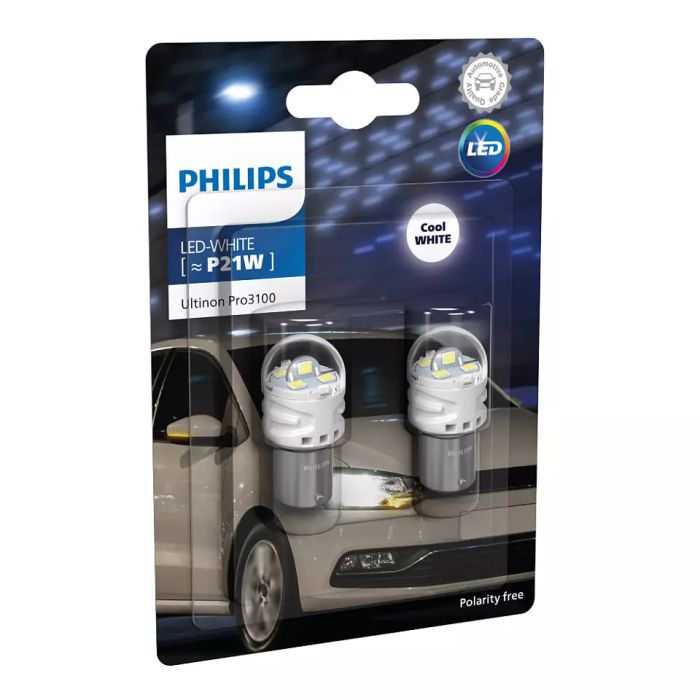 Комплект світлодіодних ламп PHILIPS 11498CU31B2 P21W LED Ultinon Pro3100 12V BA15S WHITE