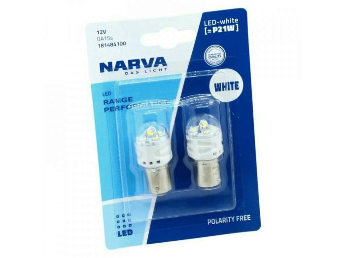 Комплект світлодіодних ламп Narva 18148B2 P21W LED Range Performance 12V BA15s WHITE 6000K (2 шт)