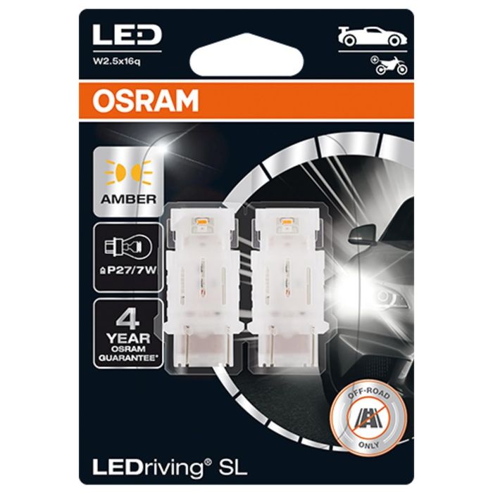 Комплект світлодіодних ламп OSRAM LEDriving SL 3157DYP-02B PY27/7W W2,5x16q 12V Amber (2 шт)