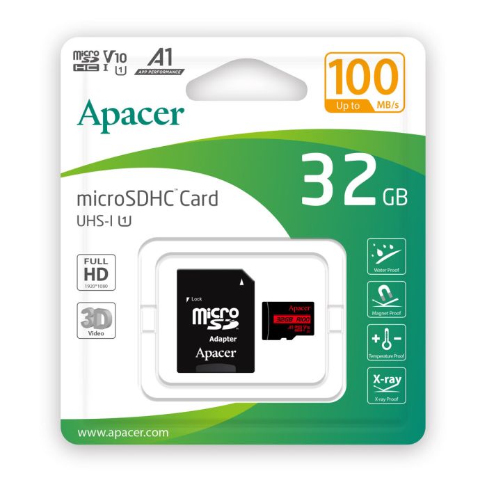 Карта пам'яті APACER 32GB CLASS 10 V10 A1 R100MB/S (ADAPTER SD)