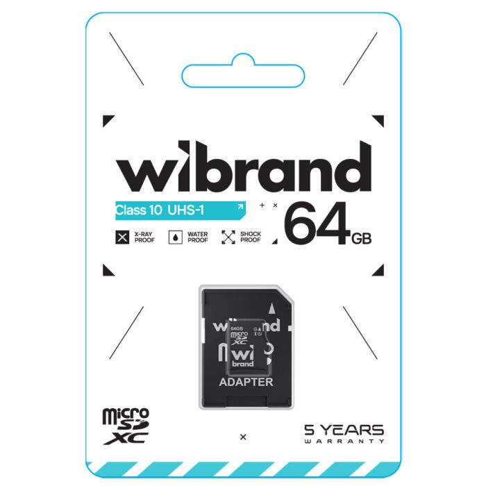 Карта пам'яті WIBRAND 64GB CLASS 10 (ADAPTER SD)