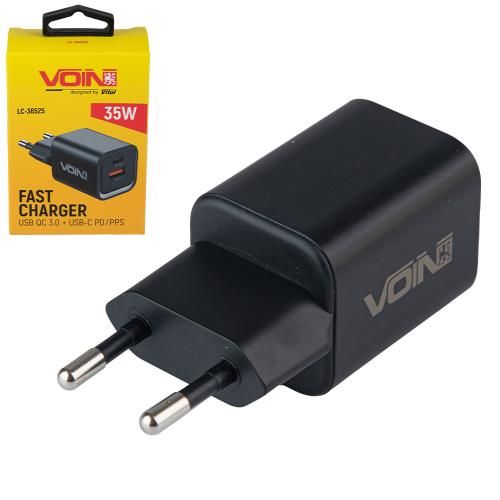 Мережевий зарядний пристрій VOIN 35W, 1 USB, QC3.0 18W + 1 PD 35W (LC-36525)