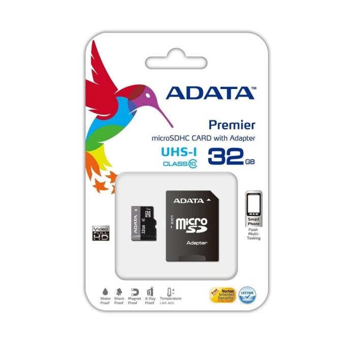 Карта Пам'яті A-DATA PREMIER 32GB CLASS 10 (R-80MB/S) (ADAPTER SD)