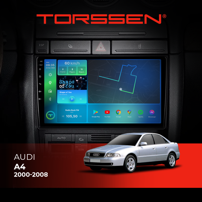 Штатная магнитола Torssen Audi A4 00-08/Seat Exeo F9116