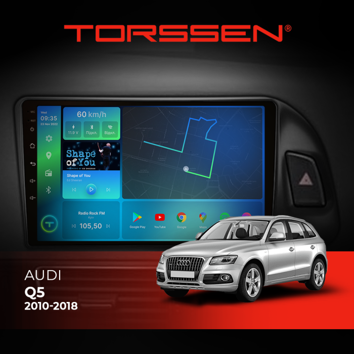 Штатная магнитола Torssen Audi Q5 10-18 F10116