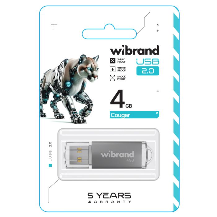 Флеш накопичувач WIBRAND USB 2.0 COUGAR 4GB SILVER