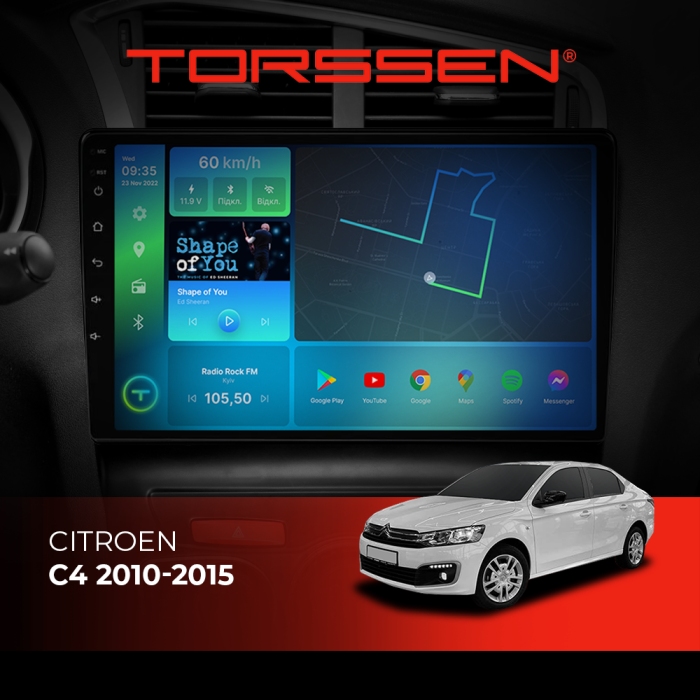 Штатная магнитола Torssen Citroen C4 10-15 F10116