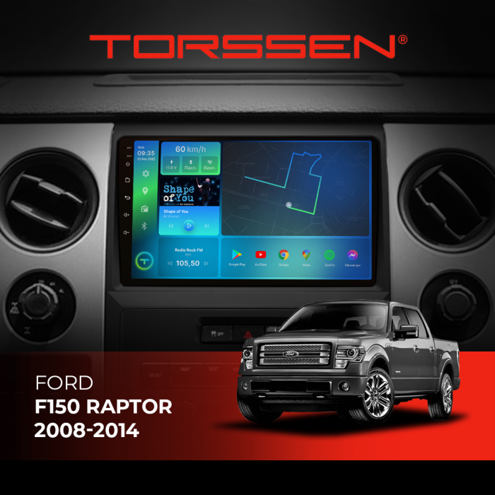 Штатная магнитола Torssen Ford F150 Raptor 08-14 F9116