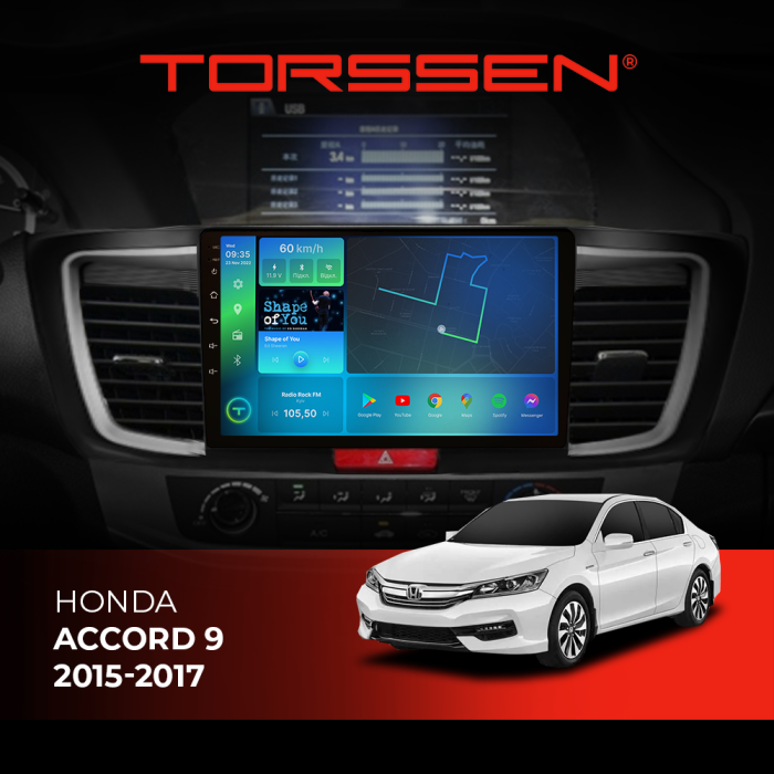 Штатна магнітола Torssen Honda Accord 9 2015-2017 F10116