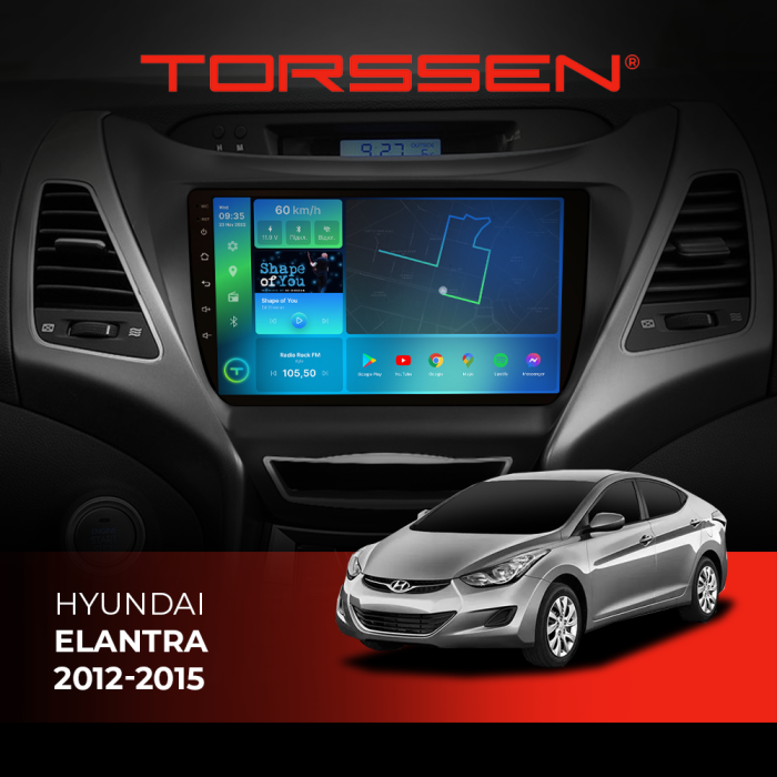 Штатна магнітола Torssen Hyundai Elantra 2012-2015 F9116