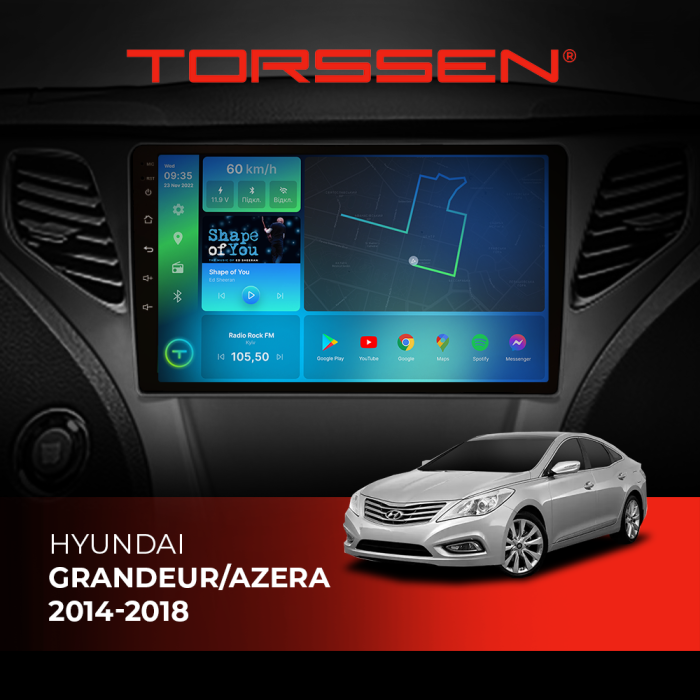 Штатна магнітола Torssen Hyundai Grandeur/Azera 2014-2018 F9116