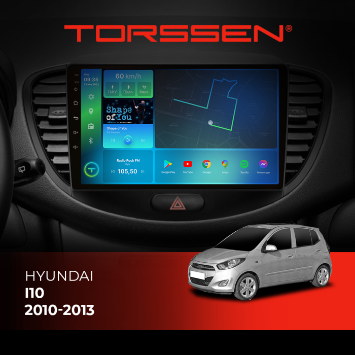 Штатна магнітола Torssen Hyundai I10 2010-2013 F9116