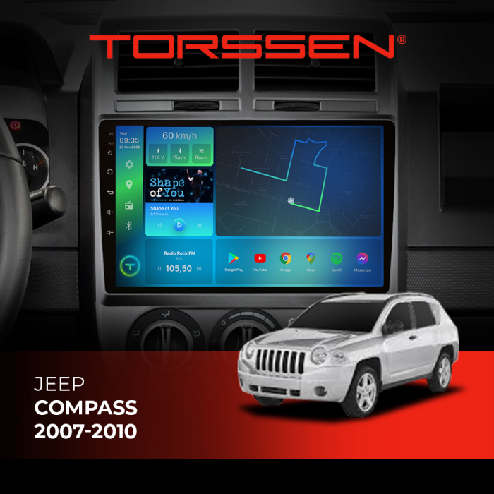 Штатная магнитола Torssen Jeep Compass 07-10 F10116