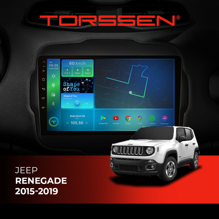 Штатна магнітола TORSSEN Jeep Renegade 15-19 F9116