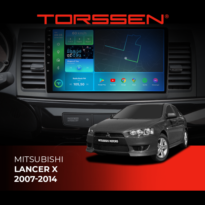 Штатна магнітола Torssen Mitsubishi Lancer X 2007-2014 F10116