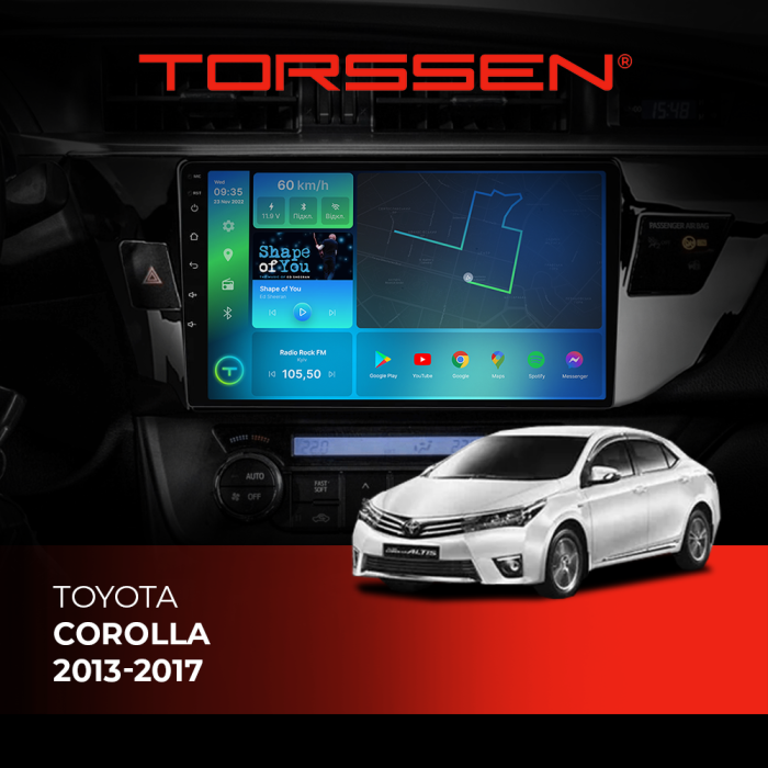 Штатна магнітола Torssen Toyota Corolla 2013-2017 F10116