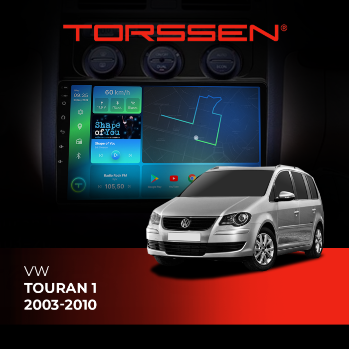 Штатна магнітола Torssen VW Touran 1 (2003-2010) F9116