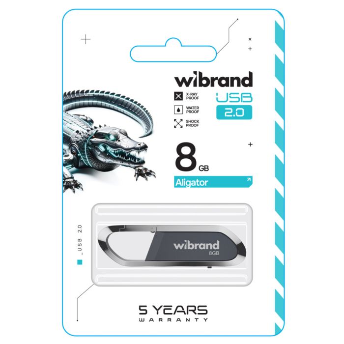 Флеш накопичувач WIBRAND USB 2.0 ALIGATOR 8GB GREY