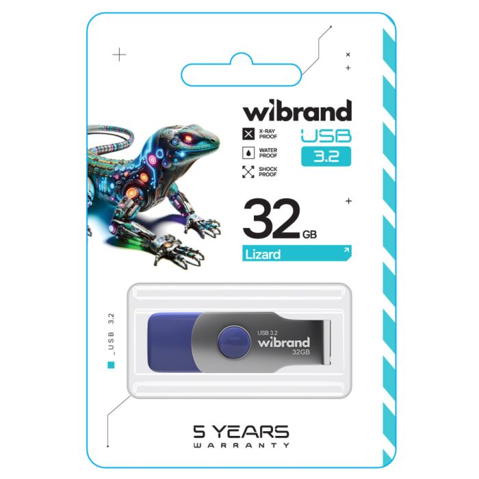 Флеш накопичувач WIBRAND USB 3.2 GEN1 LIZARD 32GB LIGHT BLUE